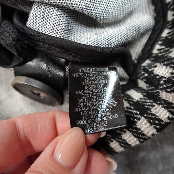 Sanctuary Blazer Womens Medium Knit Unstructured One Button Checked Gingham - Picture 3 of 9